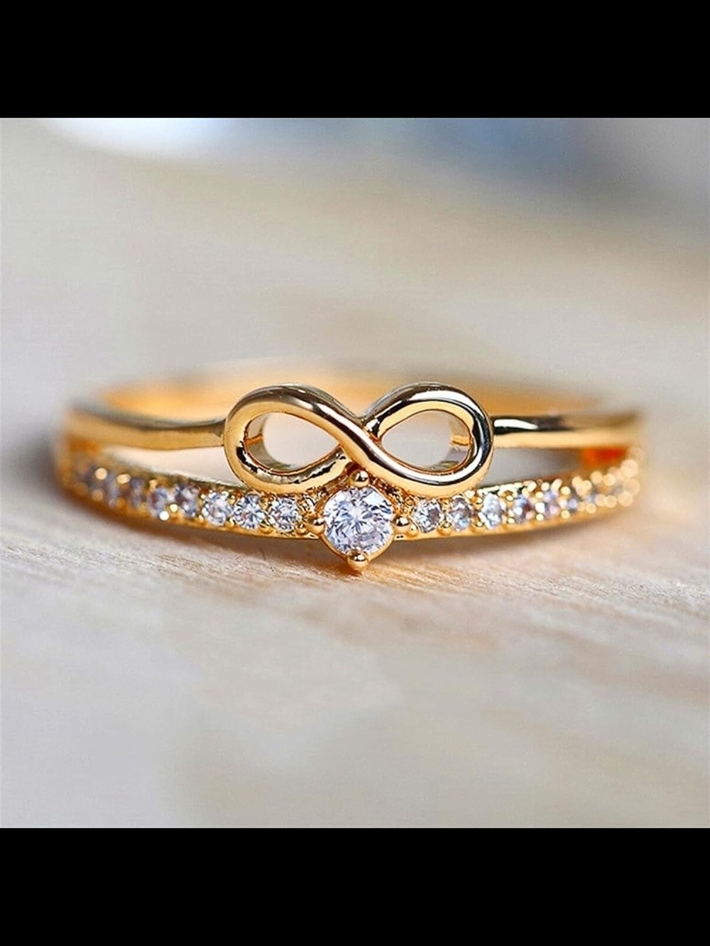 Gold Infinity CZ Stacking Ring - Women's Jewelry